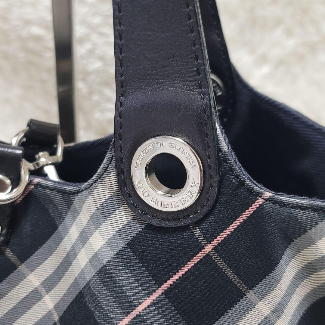 極美品✨バーバリーブルーレーベル リバーシブル ハンドバッグ ノバチェック 舟形