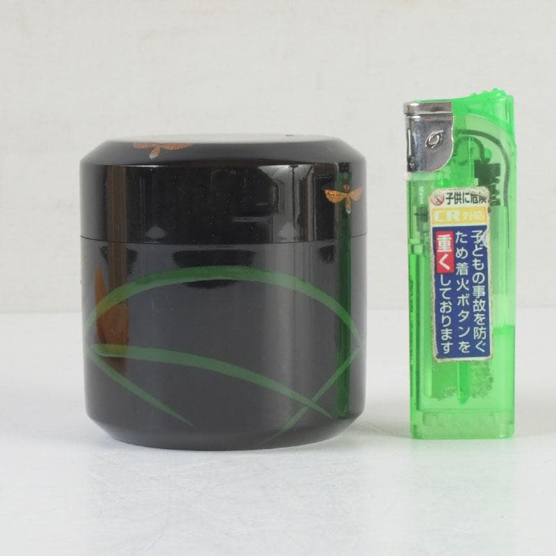 茶道具 山中塗 中村宗悦作 即中斎好写 蛍早苗蒔絵 雪吹棗 共布共箱