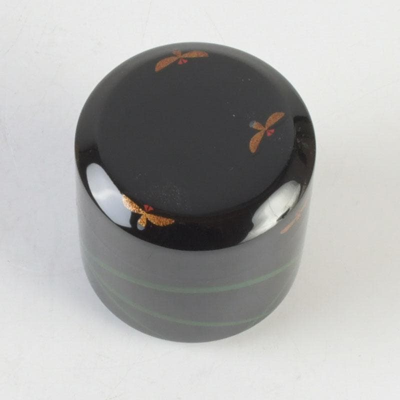 茶道具 山中塗 中村宗悦作 即中斎好写 蛍早苗蒔絵 雪吹棗 共布共箱