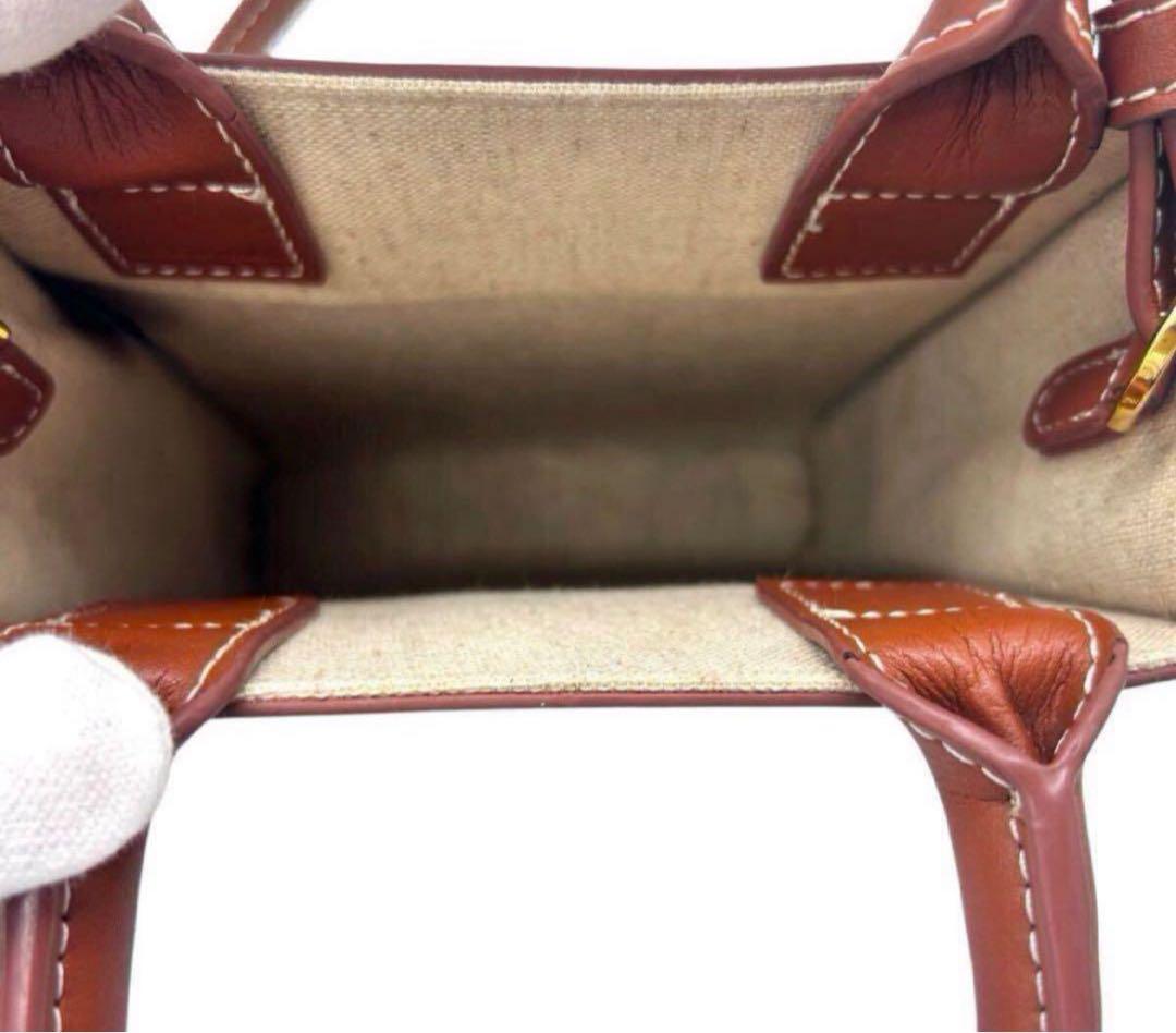 CELINE ミニ バーティカル カバ キャンバス 2WAY ハンドバッグ