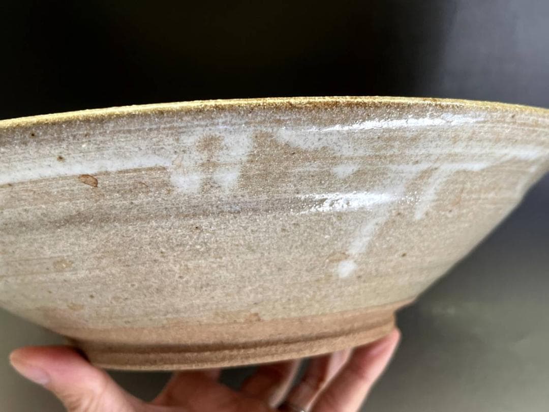 大皿□絵唐津笹紋皿 唐草 飾り皿 料理皿 粉引 古美術