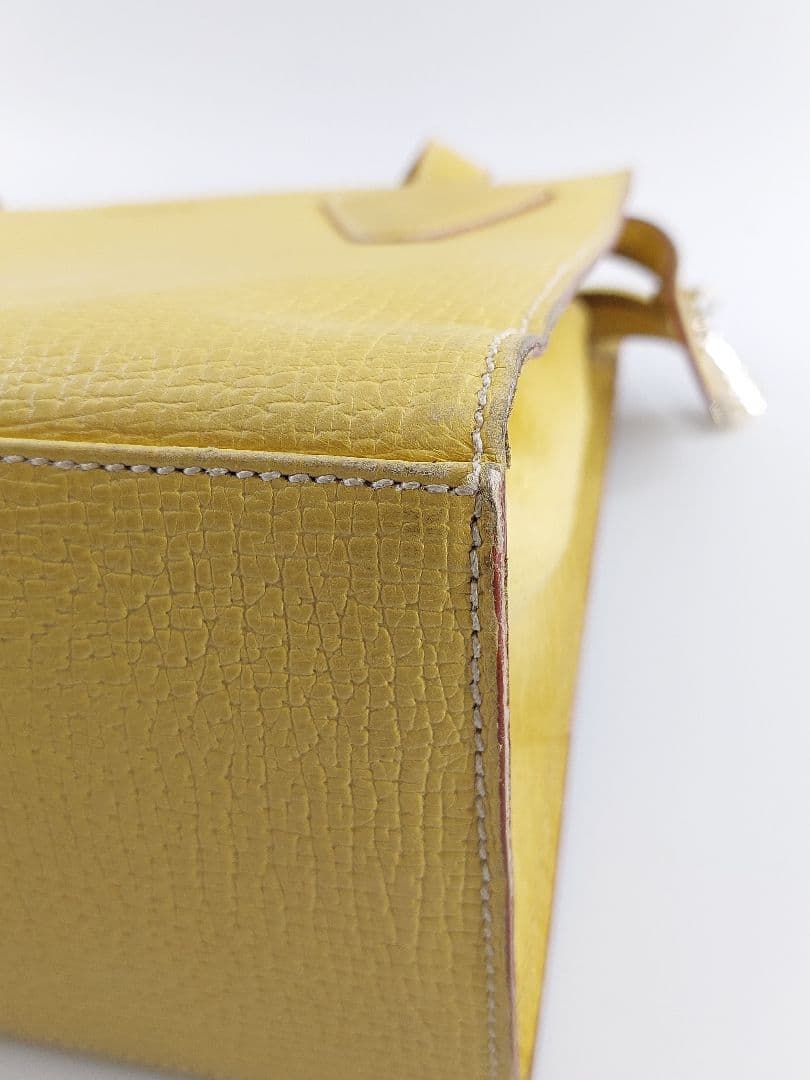 ヴィンテージ ロエベ LOEWE イエロー ハンドバッグ 現状品