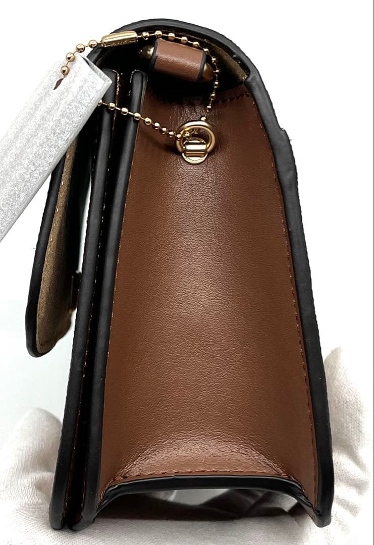 【新品・未使用】COACH フラップ ショルダーバッグ ブラウン シグネチャー