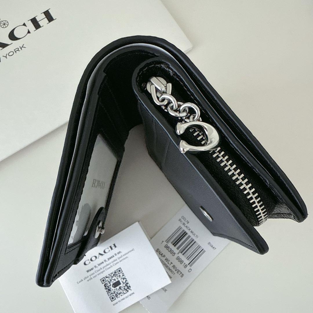 COACH コーチ 二つ折り財布 レオパード 豹柄 ブラック 折り財布