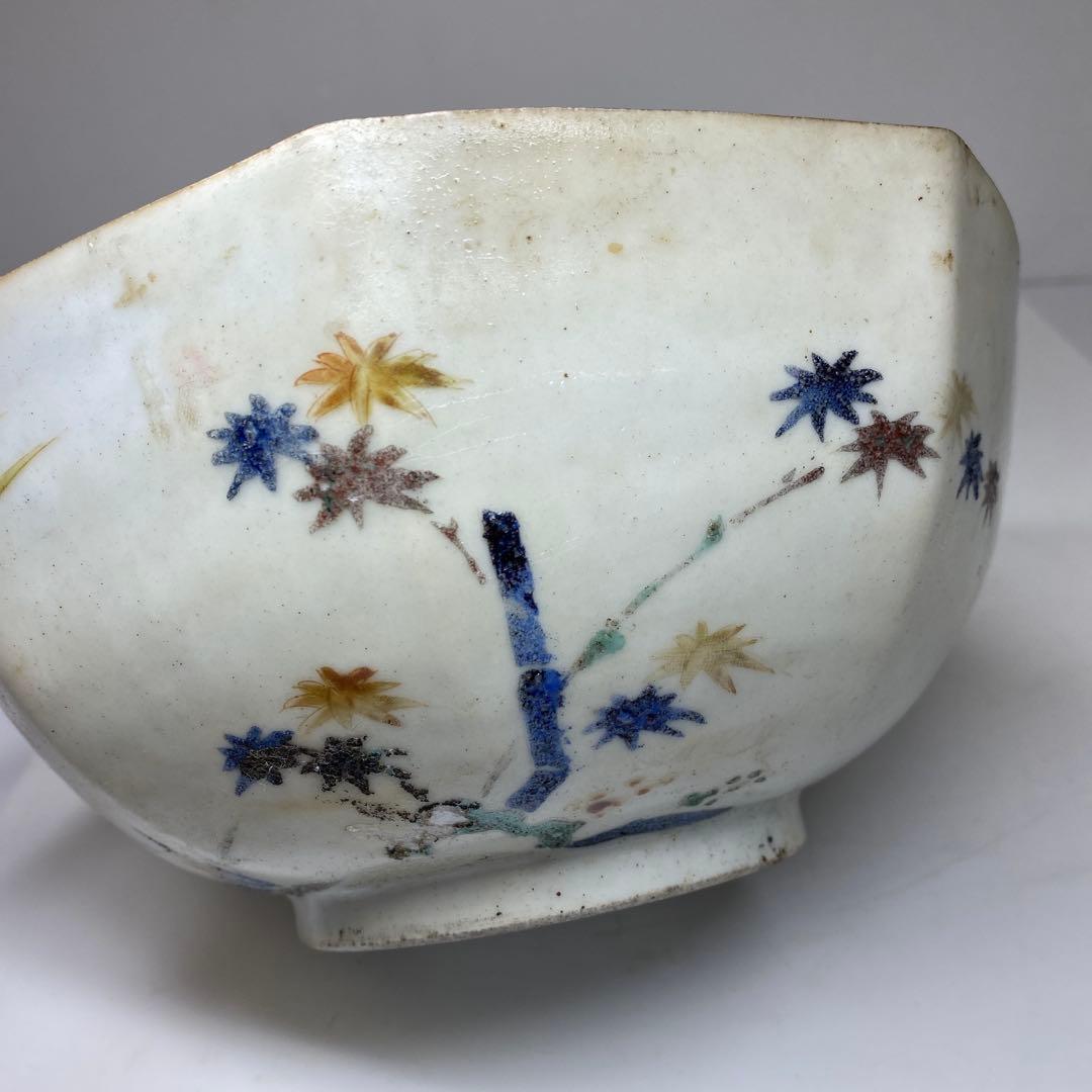 専用　江戸中期　柿右衛門八角鉢　幅約21.5㎝　東Y7-0312③タカチ