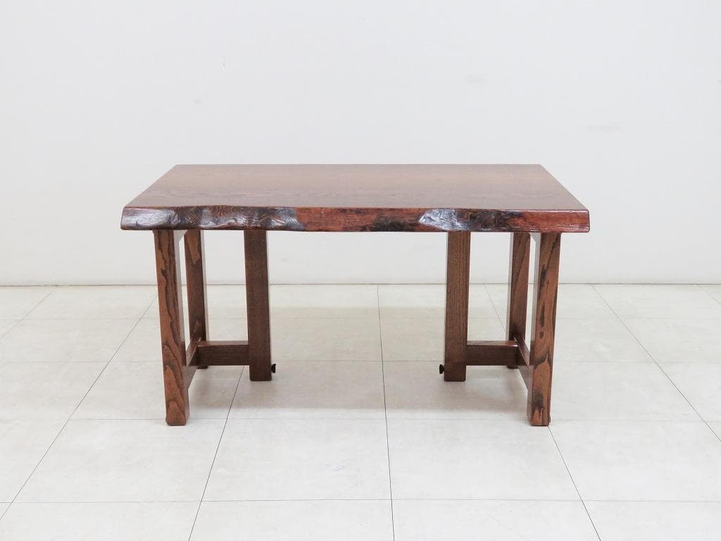 ミニー様★美品★岩手岩泉 純木家具 栗無垢材 ダイニングテーブル T字脚 座卓