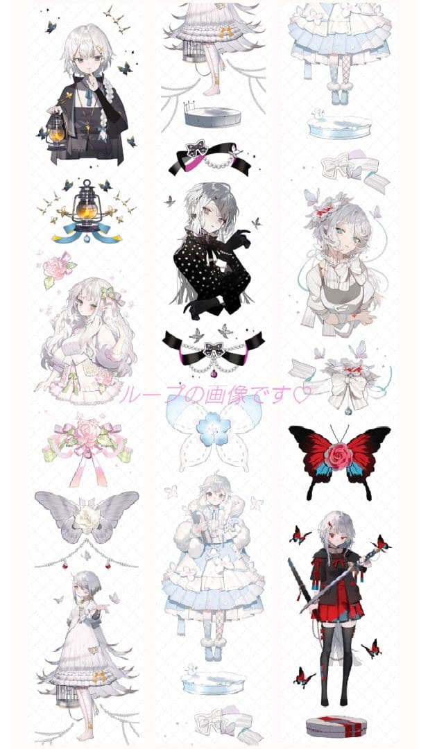 J437＃蝶物语(镭射银)第九航道切り売り海外人物マステ女の子