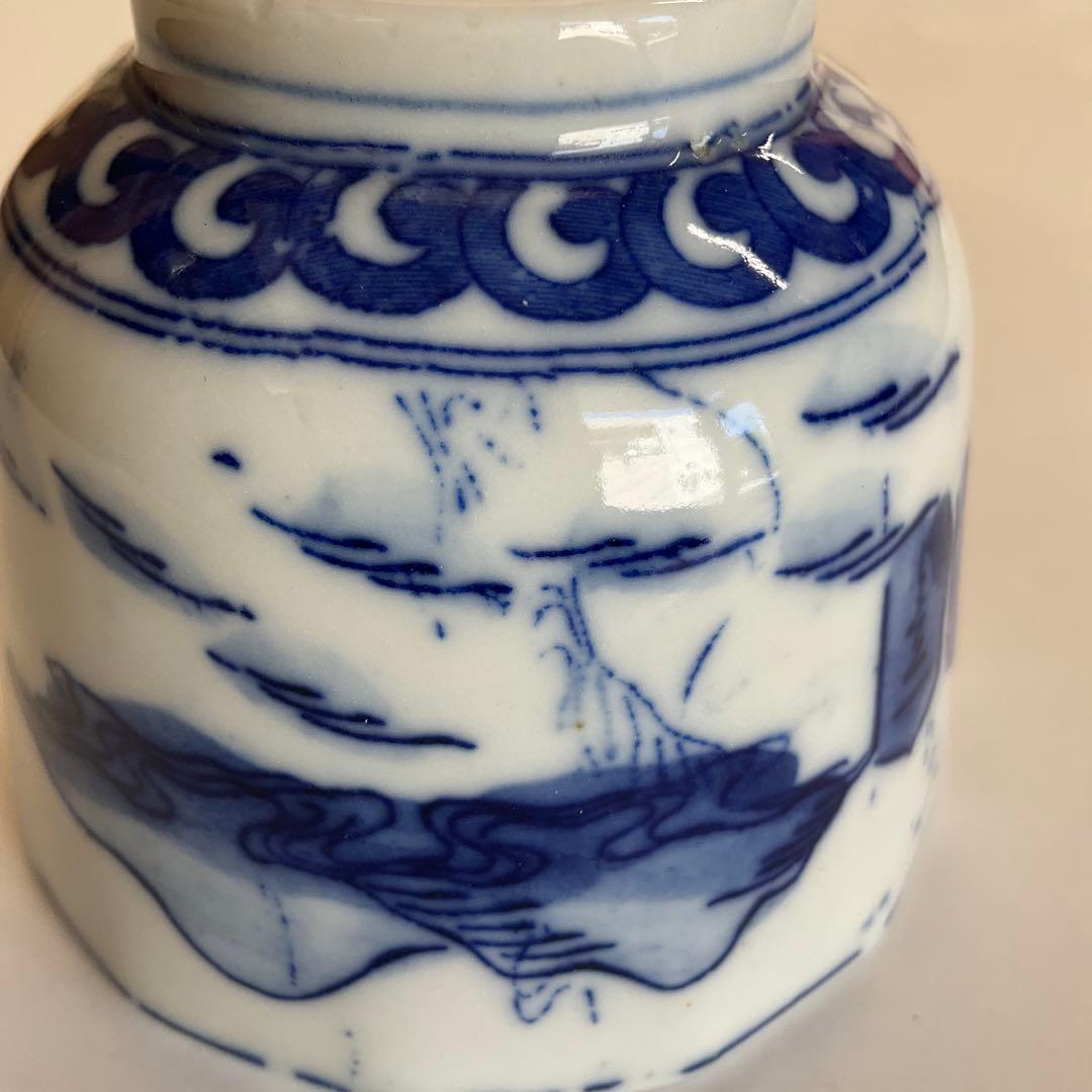 染付楼閣山水唐人文向付(蕎麦猪口)24客組　幕末〜明治時代頃