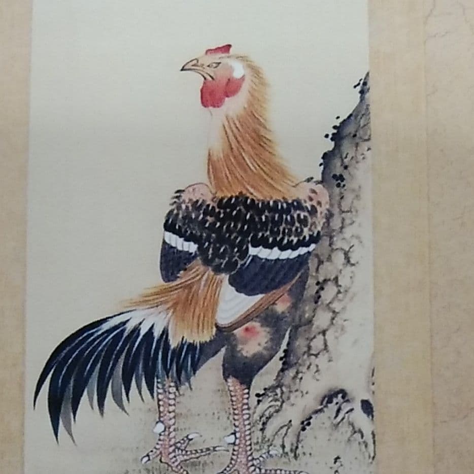 掛け軸 古い！縁起物勝負ドリ 在庫はありません