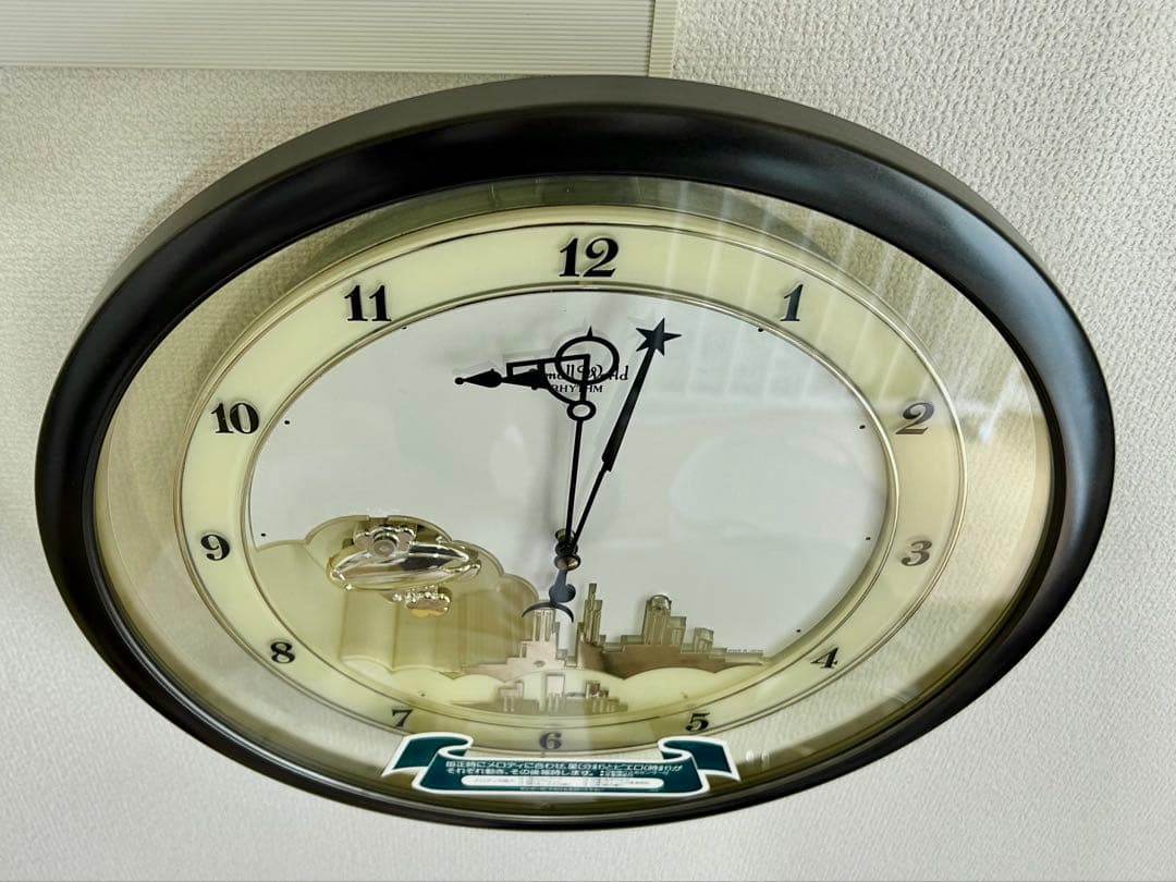 平成5年からくり時計　長針と短針が踊る　4MH689 リズム時計スモールワールド