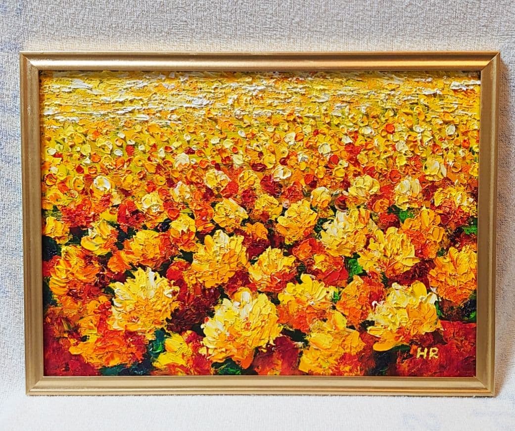 油絵 絵画【マリーゴールド】【Ａ3】