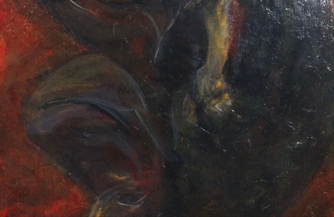 【約F30号】模写 鴨居玲「踊り候え」1974年制作 油彩画 額装品 油絵 特大