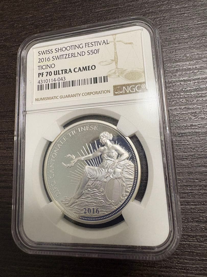 雲上の女神 最高鑑定 PF70 NGC 銀貨 射撃祭 ティチーノ 2016年 最高