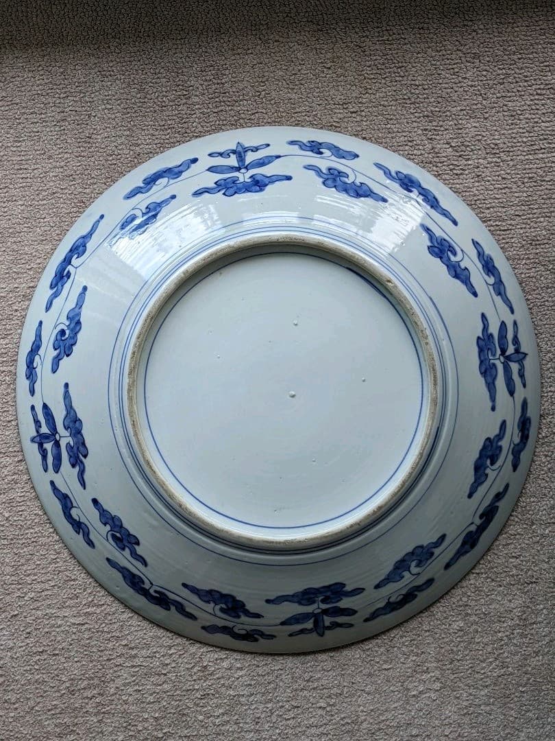 ♦江戸時代 古伊万里 染付 金襴手八窓宝船文大皿 コレクション骨董品アンティーク