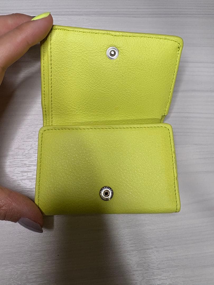 BALENCIAGA 三つ折り財布 ネオンイエロー ミニウォレット　美品