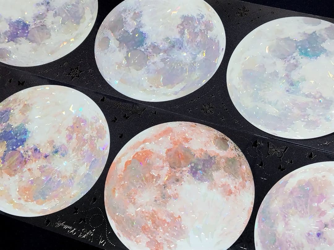 切売 932★ 海外 マスキングテープ マステ PET 装飾 月 贝壳光 海外PETテープ 切り売り 太陽 月 星 星と月の神話/灼熱の太陽 海外