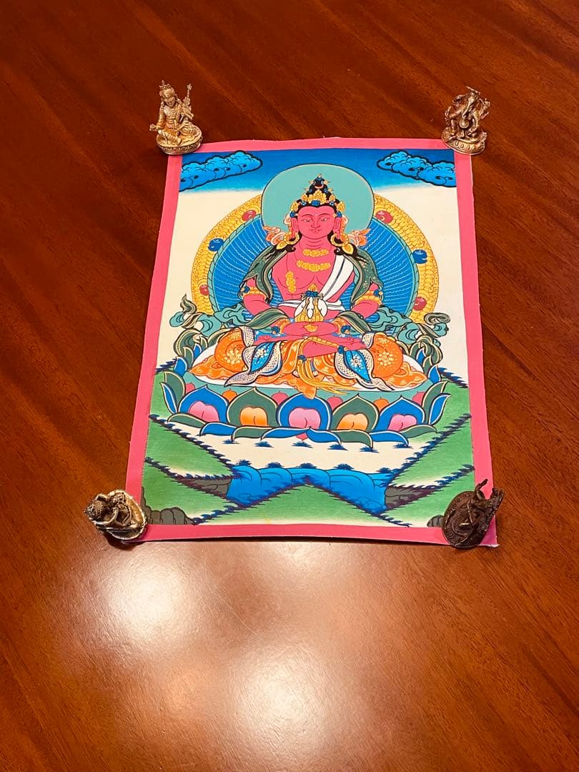 《手描き肉筆画》阿弥陀如来 タンカ 曼荼羅 チベット密教 仏画 a1 仏教美術