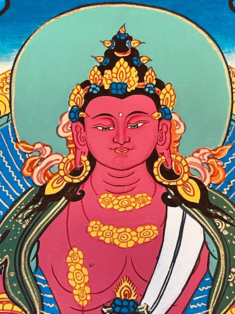手描き肉筆画》阿弥陀如来 タンカ 曼荼羅 チベット密教 仏画 a1 仏教