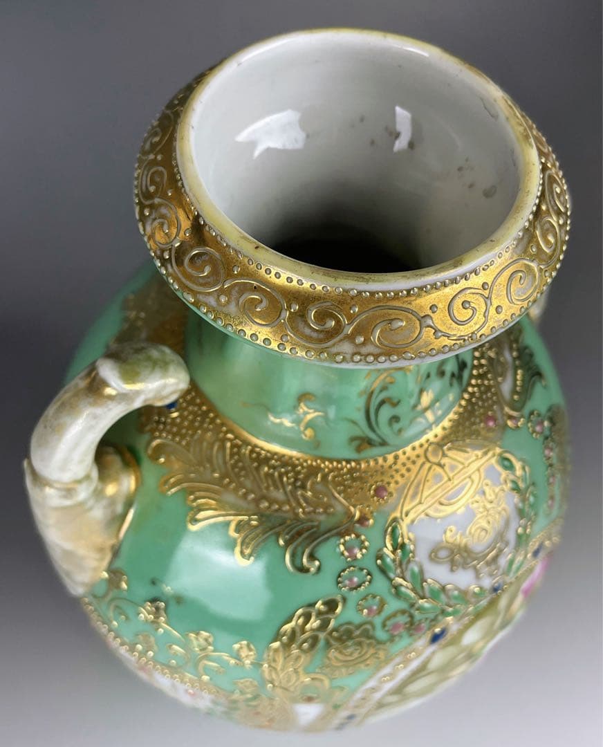 【大型】オールドノリタケ ２６㎝ アールヌーボー 薔薇紋花瓶 ジュエル ジュール