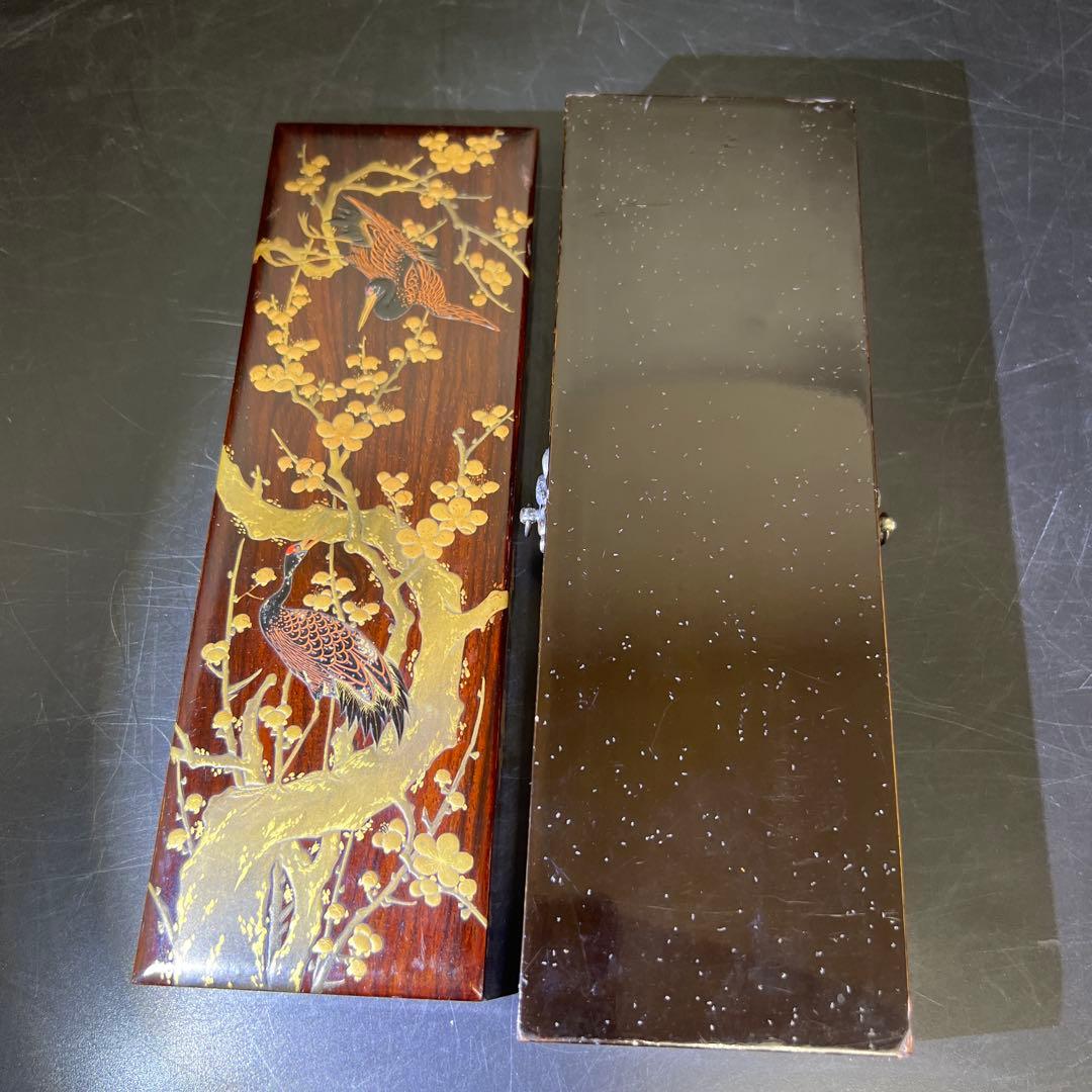 時代　木製蒔絵筆箱　縦21.5㎝　東Y7-1125☆2Fトコチ