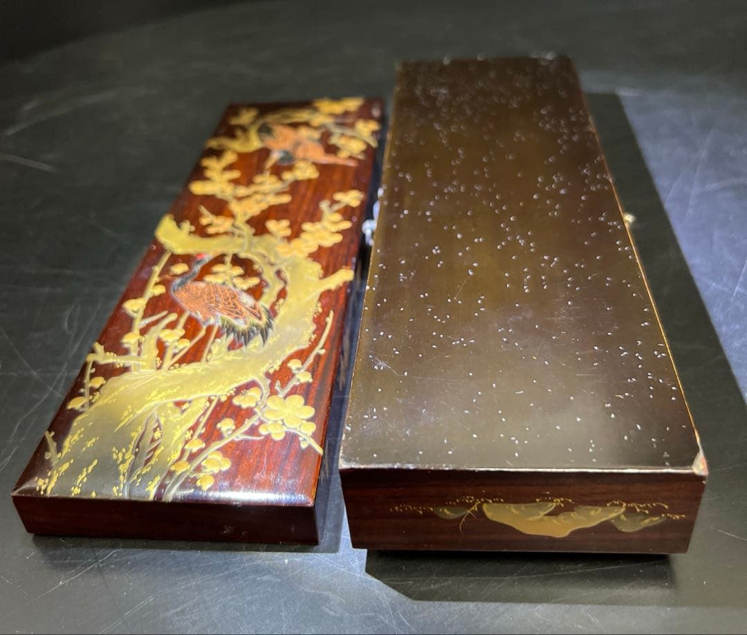 時代　木製蒔絵筆箱　縦21.5㎝　東Y7-1125☆2Fトコチ