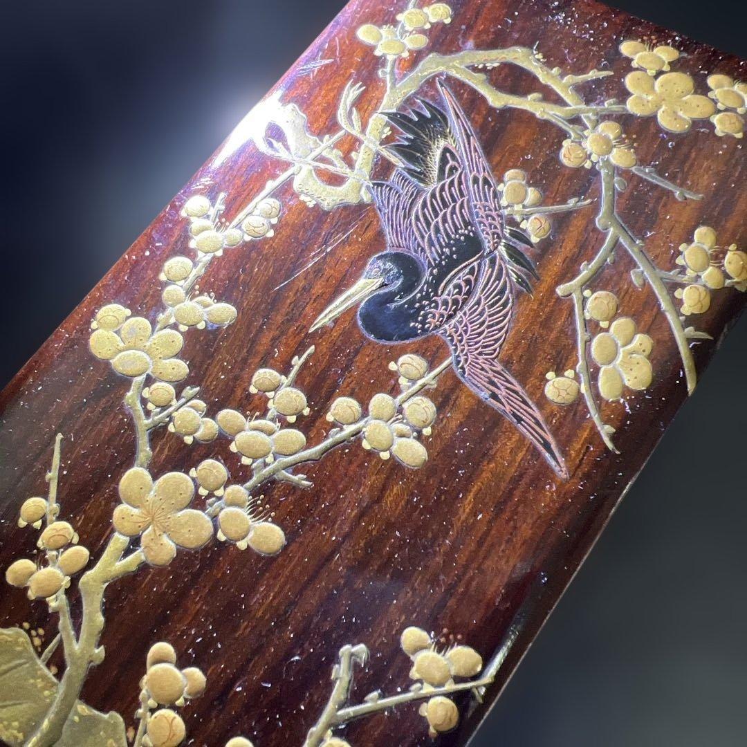 時代　木製蒔絵筆箱　縦21.5㎝　東Y7-1125☆2Fトコチ