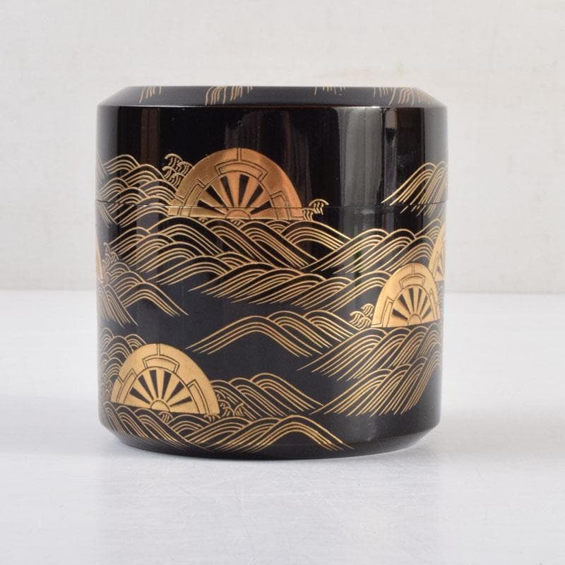 はるこ様専用 茶道具 塗師川瀬表完作 源氏車蒔絵雪吹茶入 共布共