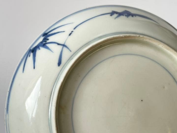 骨董 染付 吉祥文 三仙人図 五寸皿 古染付 青花 古