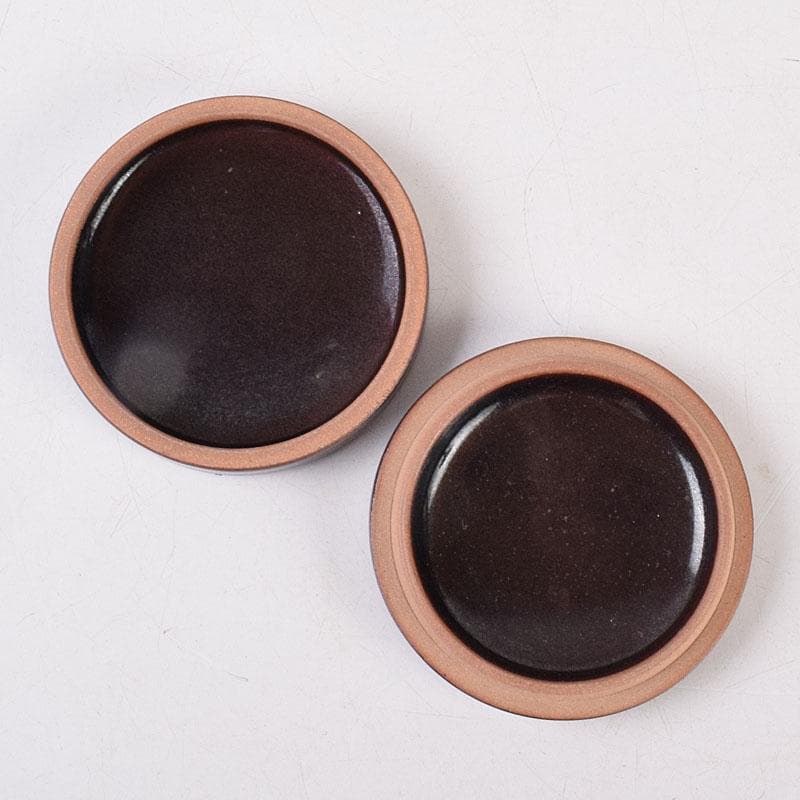 土渕善丕作 天目釉 木葉文 一文字香合 堀内宗完(兼中斎)極め箱