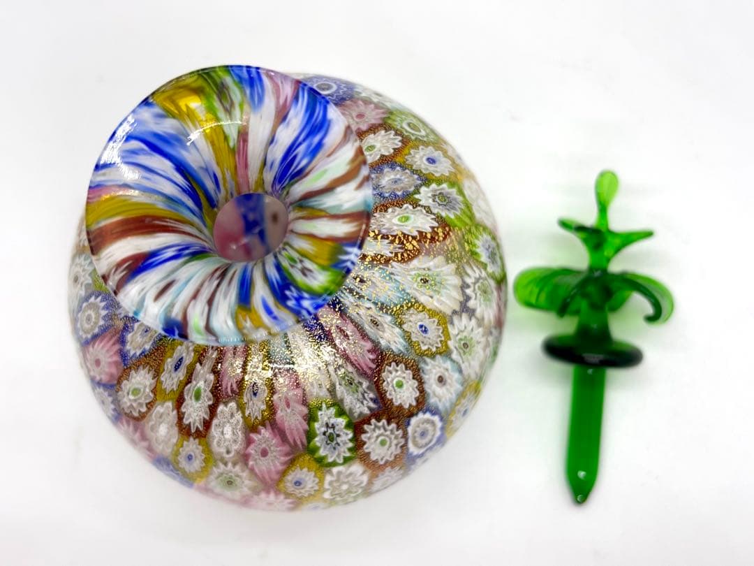 ムラノガラス ミルフィオリ香水瓶 & ボウル セット ベネチアンガラスP
