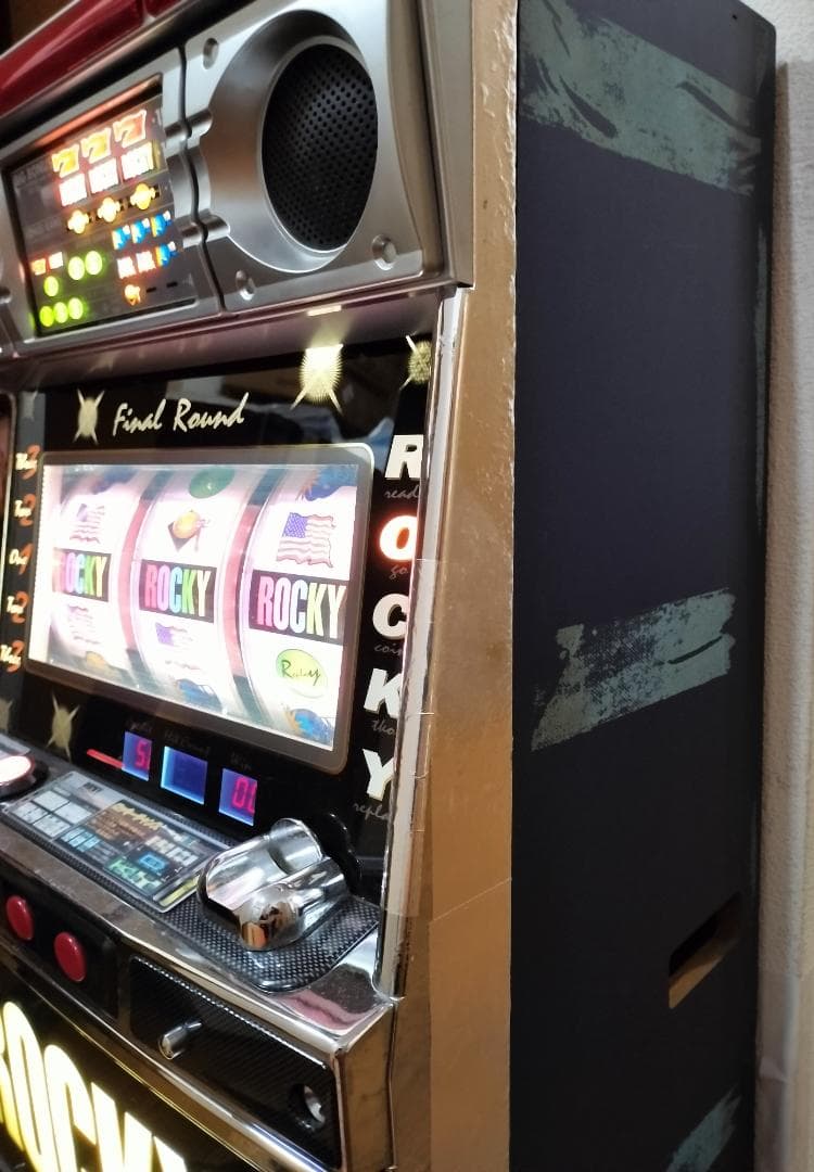 パチスロ実機】高砂☆ロッキー【オートプレイ付コイン不要機付】4号機