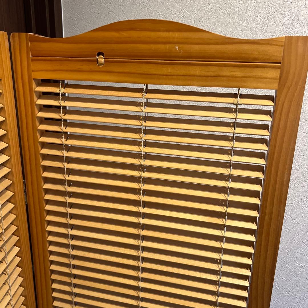 北欧レトロ 木製フレーム 4連 ブラインドパーティション