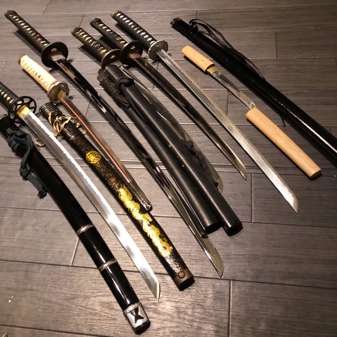 模造刀　大小7本セット　太刀　脇差　骨董品　模擬刀まとめ　鞘なし品あり　刀身