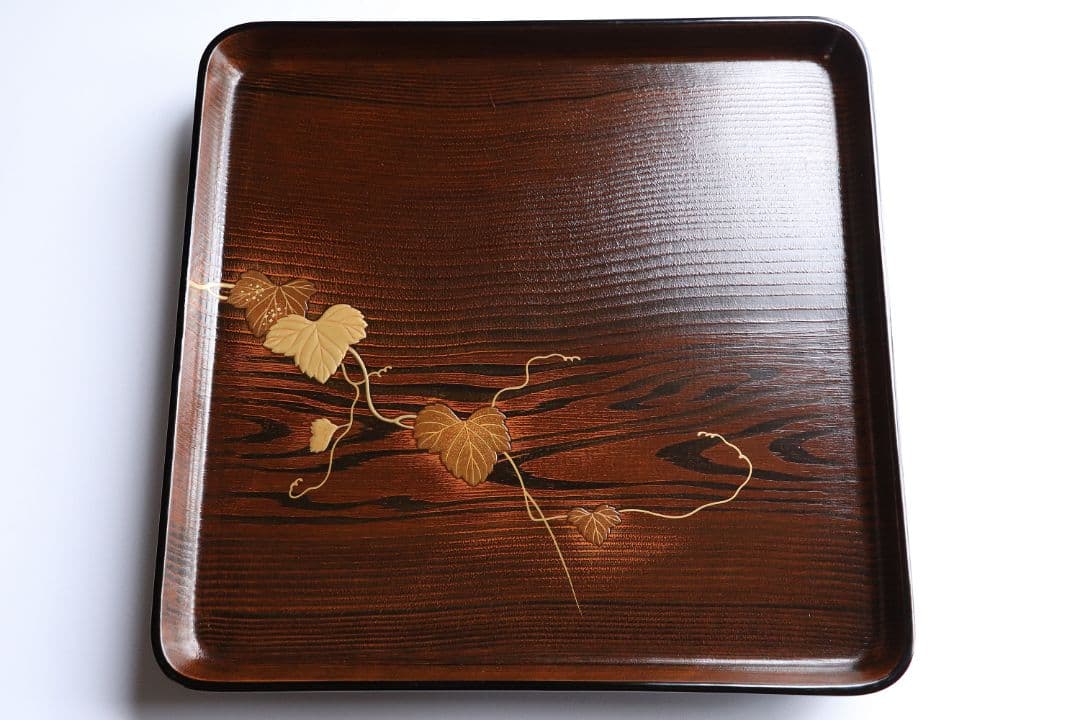 CL76 能登輪島塗 蔦金蒔絵 欅地 木地呂塗 足付四方膳