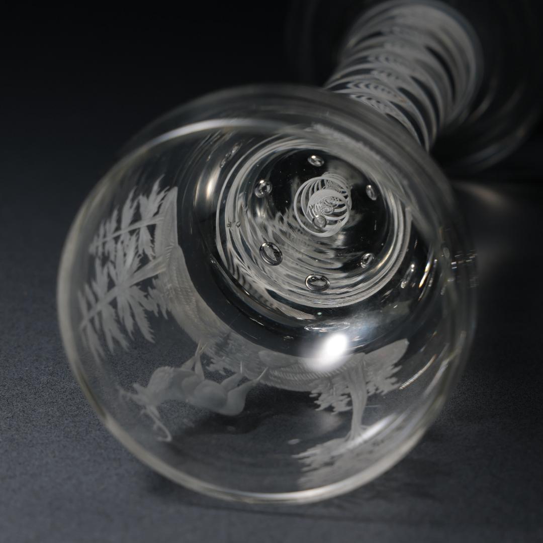 アンティークグラス ベネチア ツイストステムゴブレット トナカイ