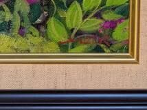 【真作】絵画　熊倉雄二　油彩4号　ハマナス咲く　花咲く小径　箱入　X152