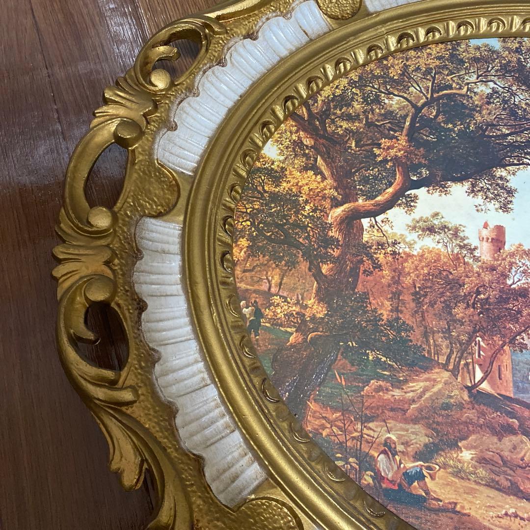 イタリア　絵画レプリカ　アンティーク額絵　壁掛け　金縁　69×59㎝