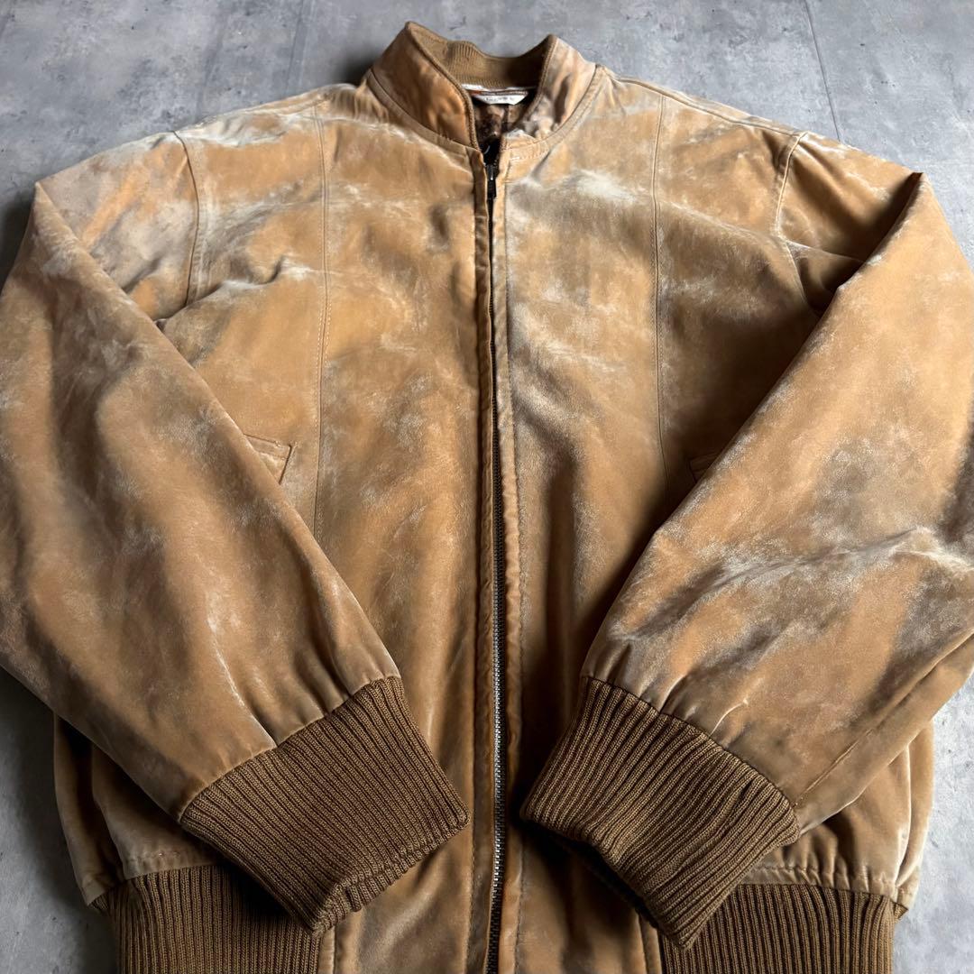 80s vintage】ジップブルゾン 裏地チェック レーヨン100% 短丈