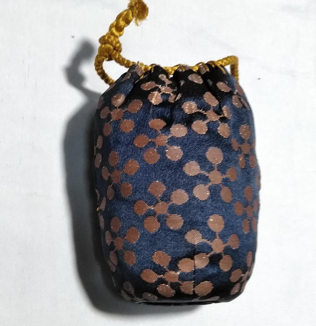 茶道具 京都洛東 初代桶谷定一作 肩衝茶入 利休梅仕覆付き