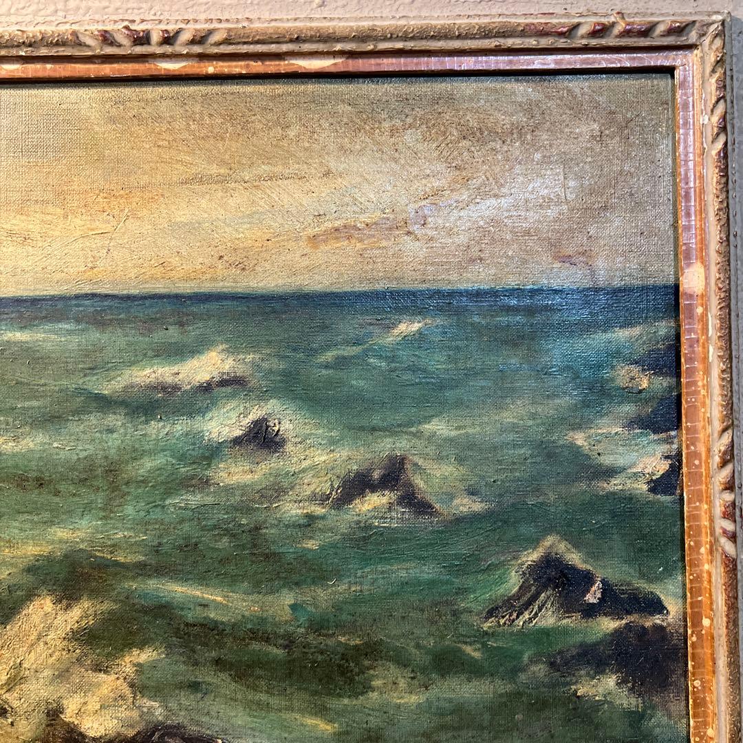 小松崎邦雄　 若作　油彩画 海の風景