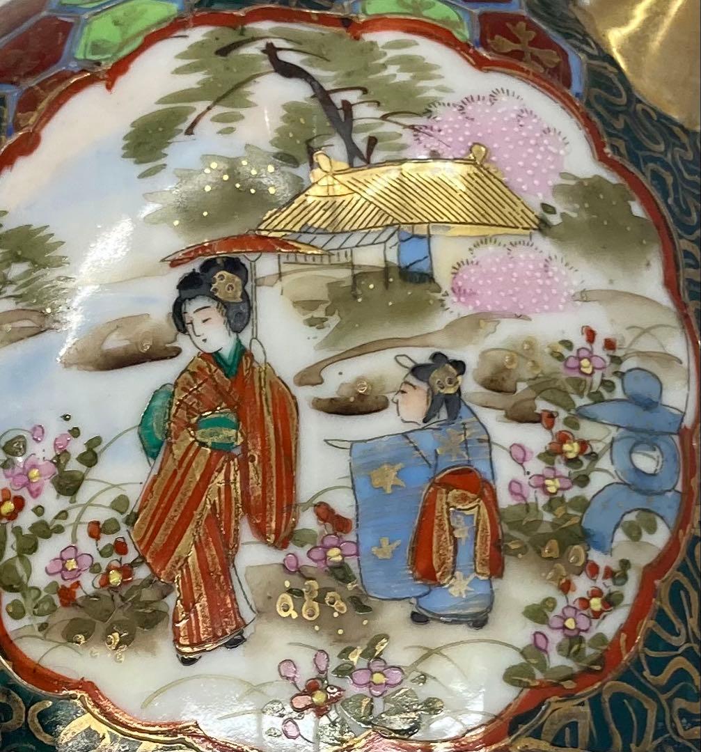 B387s 「名所美人図 花生」ノリタケ　明治時代　輸出　スパイダーマーク