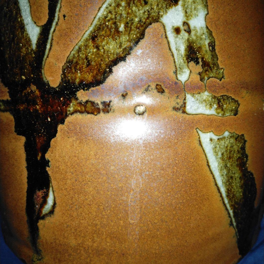 NO345 益子焼　木村一郎 柿釉花瓶　師　濱田庄司　河井寛次郎