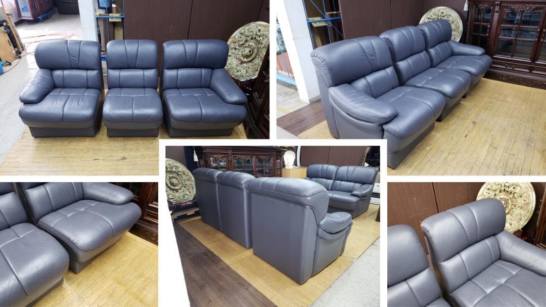 C37　美品　応接セット 6点セット 本革（一部合皮） ソファ