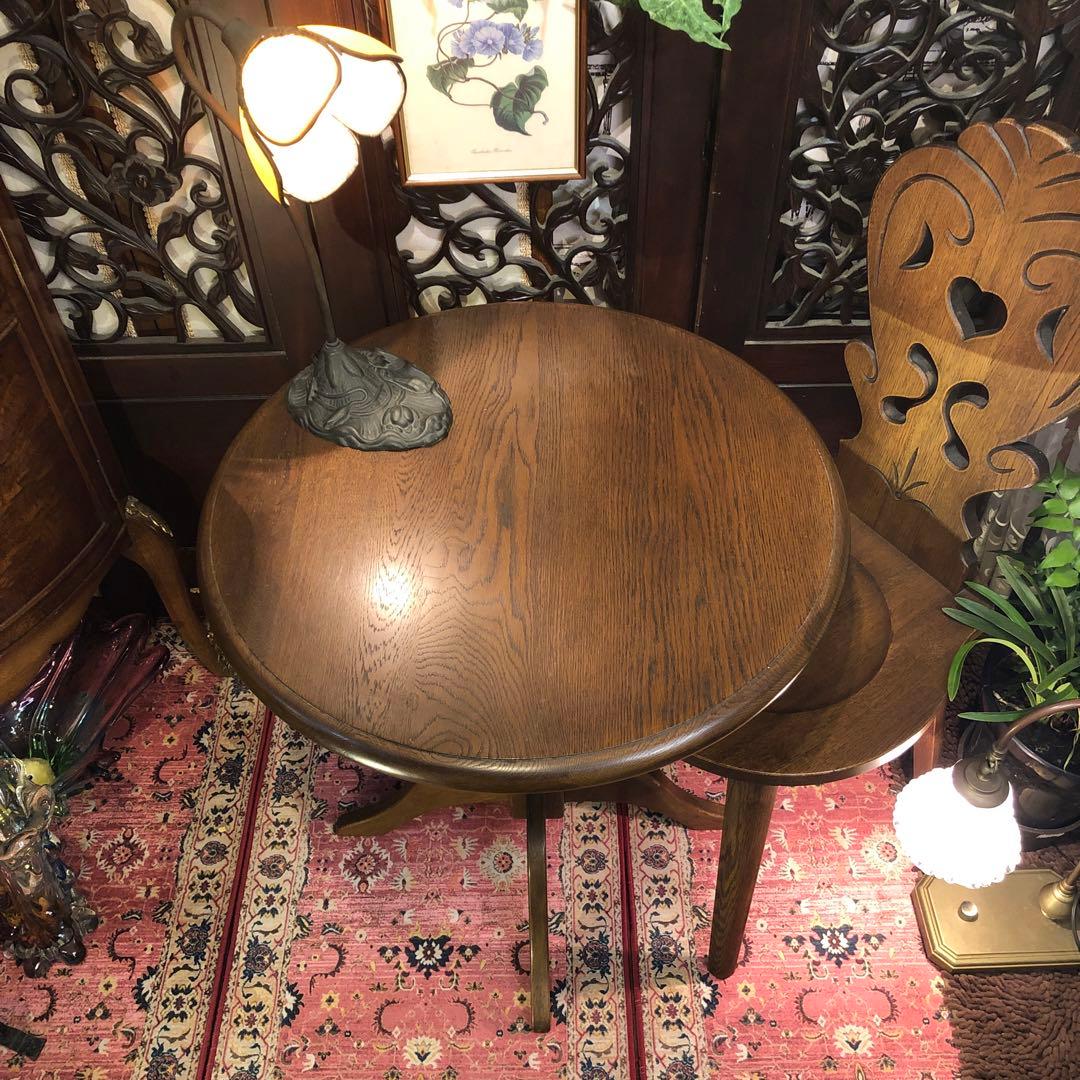 ８０年代　ブリティッシュアンティークST スピンドルコンパクト　ラウンドテーブル