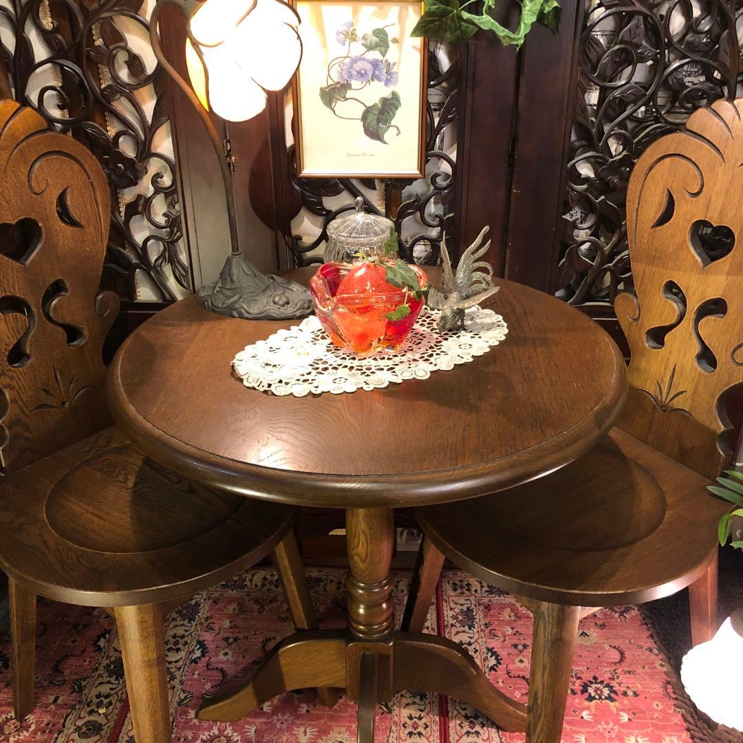 ８０年代　ブリティッシュアンティークST スピンドルコンパクト　ラウンドテーブル