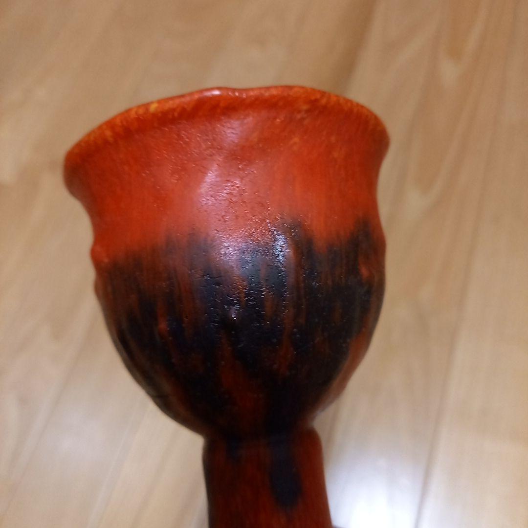 酒器 馬上杯 馬上盃 骨董 赤と黑の趣きのあるグラス