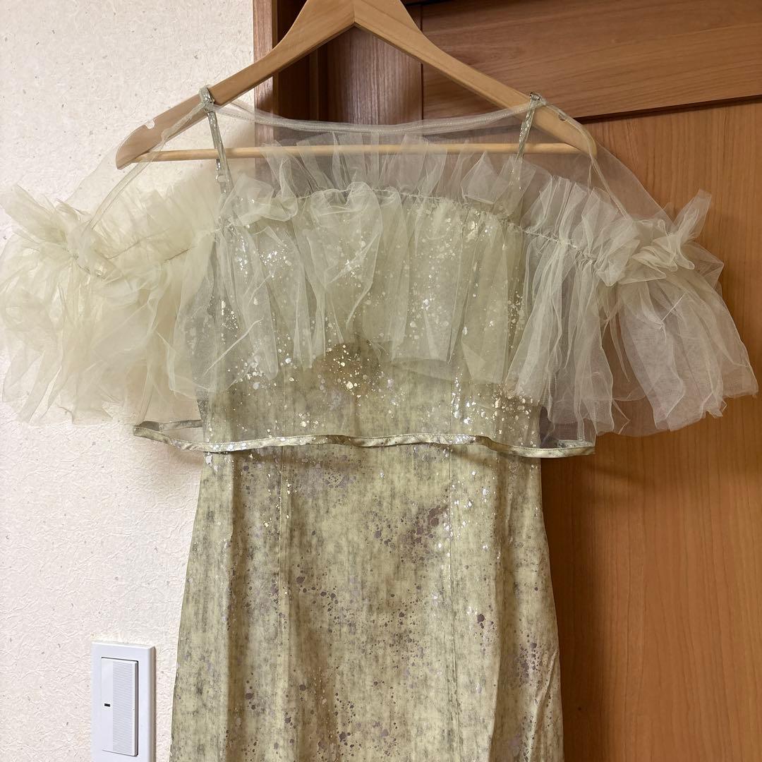 【LEJA】チュールフリルボレロペイントマーメイドドレスワンピース