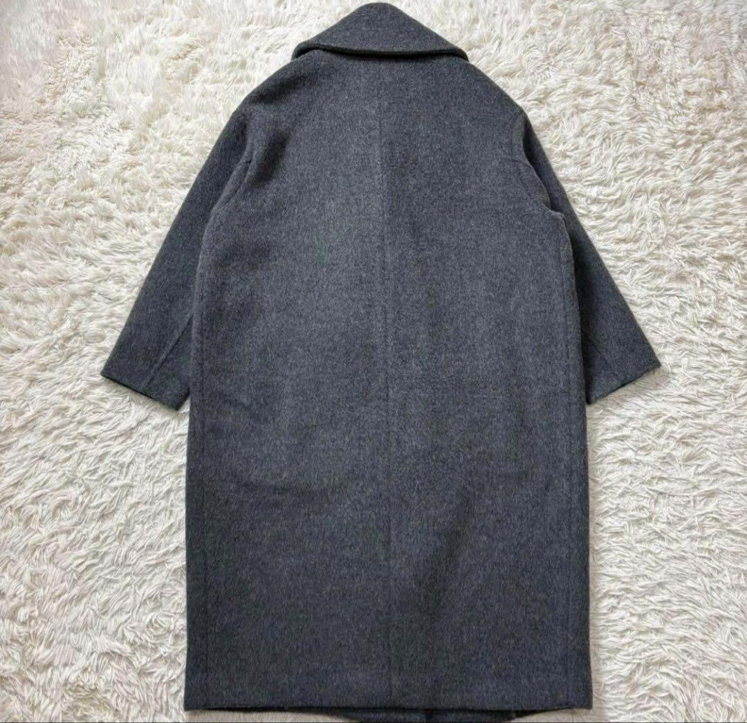 美品】エンフォルド ウールリバーコート チェスターコクーン グレー×緑