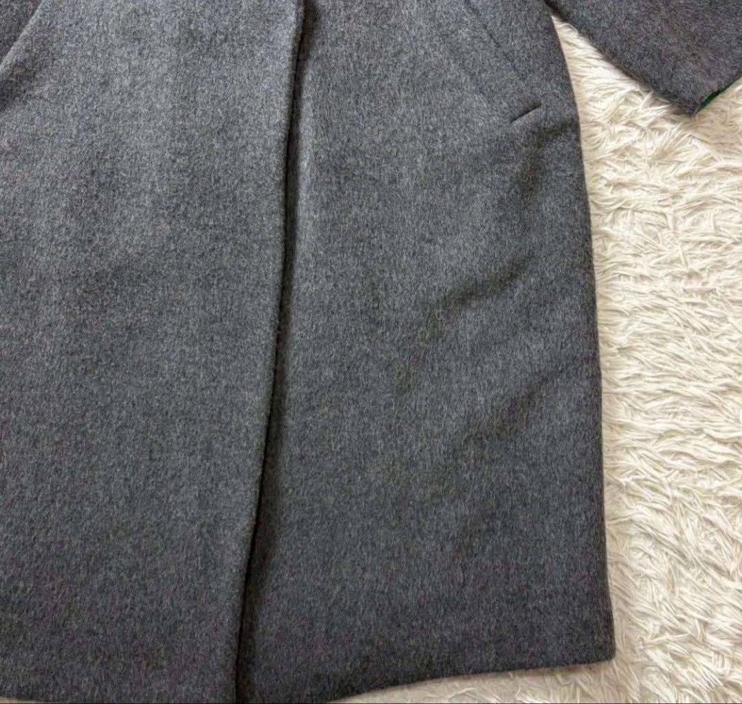 美品】エンフォルド ウールリバーコート チェスターコクーン グレー×緑