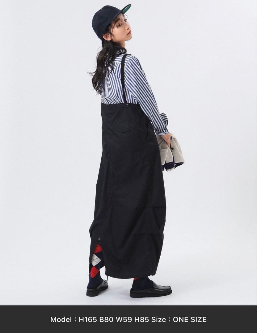 【BEAMS BOY】アーミーオーバーパンツ　アレンジワンピース　ブラック